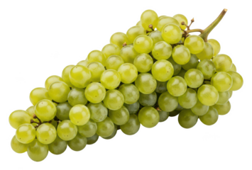 A cluster of green grapes on a , against transparent background