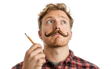 Playful scene of young man engaging in silly face art for fun and laughter isolated on transparent background PNG