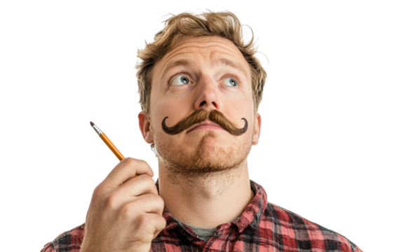 Playful scene of young man engaging in silly face art for fun and laughter isolated on transparent background PNG