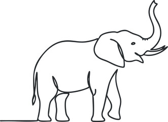 Fototapeta premium A simple line drawing of an elephant showcasing its distinctive features and playful nature.
