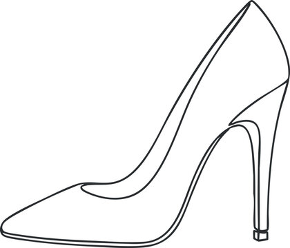 A minimalist outline illustration of a stylish high heel shoe emphasizing elegance and fashion.