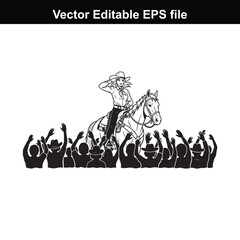 Obraz premium Cowgirl on horseback saluting the crowd