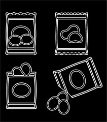 Snack Bag Vector Set – Potato Chips and Food Packaging Icons