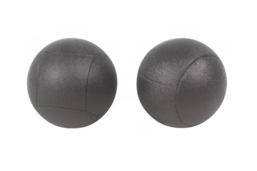 Pair of dark slam balls for strength conditioning and functional training isolated on transparent background