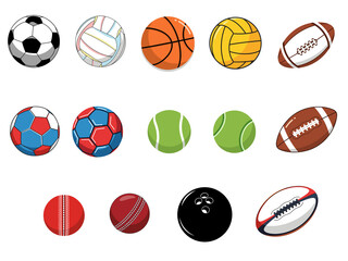 Set of colorful sport ball icons for web and app design