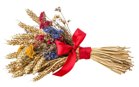 Traditional Ukrainian didukh made from golden wheat signifying family unity and ancestral remembrance isolated on transparent background PNG