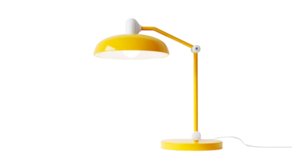 PNG of A vibrant yellow desk lamp with a modern design, perfect for adding a pop of color to any workspace.