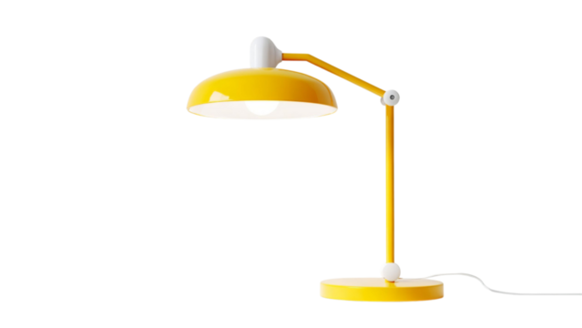 PNG of A vibrant yellow desk lamp with a modern design, perfect for adding a pop of color to any workspace.