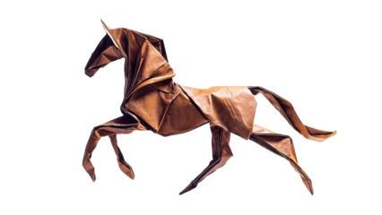 PNG of An elegantly crafted origami horse made from brown paper, exuding grace and artistry.