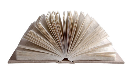 PNG of An open book displaying well-worn pages, inviting readers to explore its stories and knowledge.