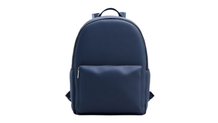 PNG of Sleek navy blue backpack with a minimalist design and front pocket, perfect for students and professionals alike.