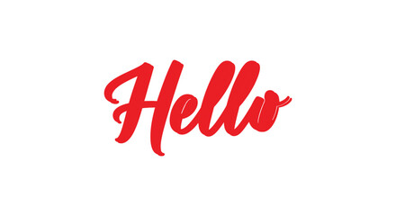 Bold red "Hello" text in a friendly, casual script font on a clean white background.