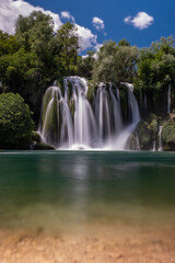 Obraz premium Kravica Waterfalls aerial view in Bosnia and Herzegovina