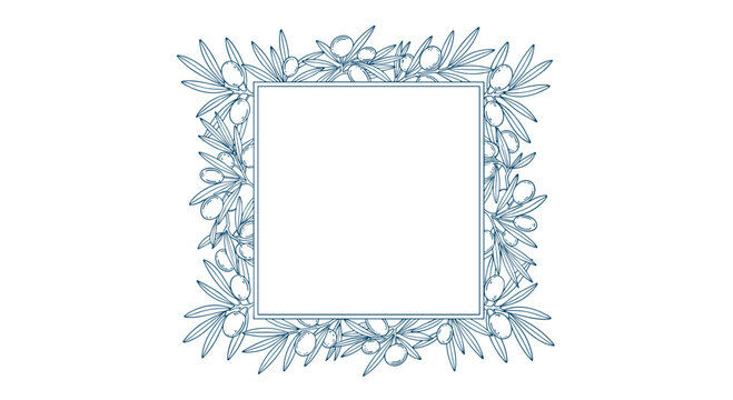 Decorative square frame with an olive branch motif, perfect for invitations and borders.