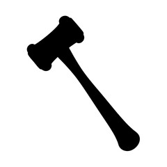 Black silhouette of a gavel, symbol of law and justice and court