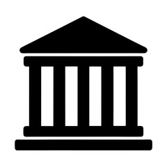 Fototapeta premium Black and White Illustration of a Classical Building with Columns and Pediment
