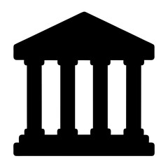 Silhouette of classic Greek or Roman building with columns and triangular roof