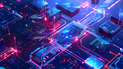 Obraz premium Circuit Board Cityscape