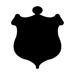 Classic Heraldic Shield with Rounded Ornament in a Bold Black Silhouette