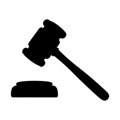 Silhouette of a Gavel and Sound Block Representing Justice and Law