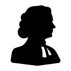 Silhouette of historical woman figure with styled hair and historical attire