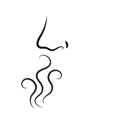 Obraz premium Hand drawn minimalist vector icon of a nose with scent waves