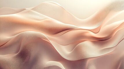Obraz premium Fluid silk-like folds in creamy peach tones. Elegant smooth abstract surface with warm light reflections and subtle textile texture for luxury design