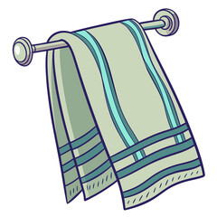 towel illustration vector, hanging towel vector, striped towel vector, blue towel vector, 