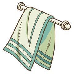 towel illustration vector, hanging towel vector, striped towel vector, blue towel vector, 