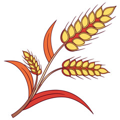 wheat plant vector, golden wheat vector, wheat spikes vector, wheat grains vector, 