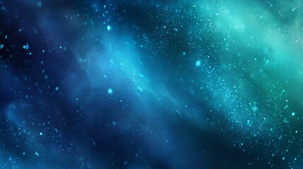 Fototapeta premium A Captivating Cosmic Scene of Ethereal Blue and Green Light with Sparkling Particles Against a Dark Background