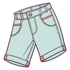 denim shorts illustration vector, cartoon clothing vector, summer fashion vector,