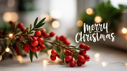 "Merry Christmas" text with decorations on white background no faces or people visible greeting card holiday text festive typography xmas message seasonal greeting card desi