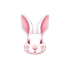Obraz premium Adorable Hand-Drawn Illustration of a White Rabbit Head with Pink Ears and Cheeks.