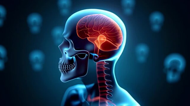 Skull: cranial anatomy, bone structure, medical illustration, detailed imaging, human head, anatomical study, brain protection, facial bones, human skull anatomy, skeletal features