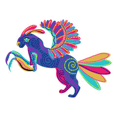 Alebrije, a fantasy creature inspired by Mexican folklore art, a magical dragon vector illustration