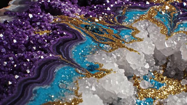 Abstract Macro View of Colorful Geode Slice