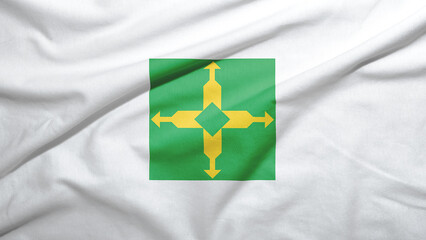 Distrito Federal state of Brazil flag full frame width on the fabric texture background