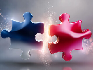 Two puzzle pieces not fitting together, Conceptual visual for teamwork challenges, strategy breakdown, and incompatible ideas in professional environments