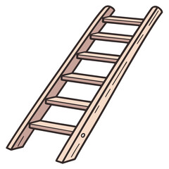 Wooden ladder vector, climbing tool vector, ladder illustration vector, vertical rails,