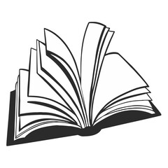 Book Hand Drawn Illustration with Sketchy Lines, Open or Closed Pages, Minimal Shading, and Detailed Outline