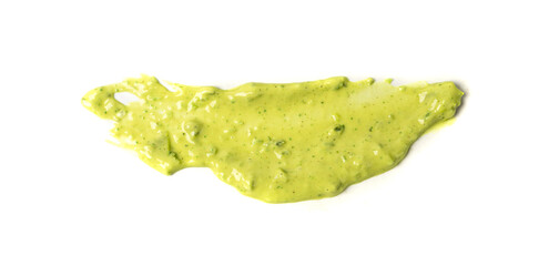 Green mojo verde sauce smear, dressing splatter drip, Canary Islands food