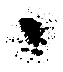 Splatter Paint Texture . Black Spray Blot of Ink. Place illustration Over any Object to Create Grungy Effect . hand drawn. Not AI, Vector.