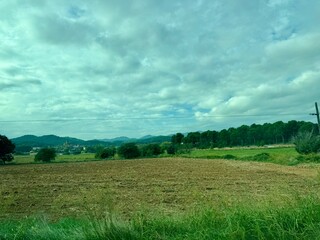 Panoramic View of La Pera Village in Empordà, Catalonia, Surrounded by Nature and Fields