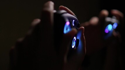 Experience Exciting Gaming Action with Dual Controllers in a Cozy and Inviting Setting