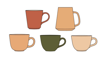 Obraz premium Set of Five Different Colored Coffee Cups.