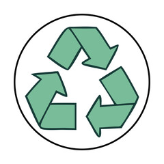Obraz premium Green recycling symbol inside a circle eco-friendly sustainability concept isolated on white background