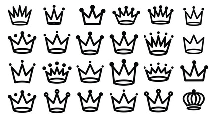 collection of hand drawn crown icons illustration, Crown icons set, Crown symbol collection, Vector illustration, Doodle crowns vector illustration set
