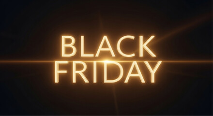 Captivating Black Friday promotion with radiant glowing font against a dark background, evoking a sense of anticipation and excitement.  vector illustration