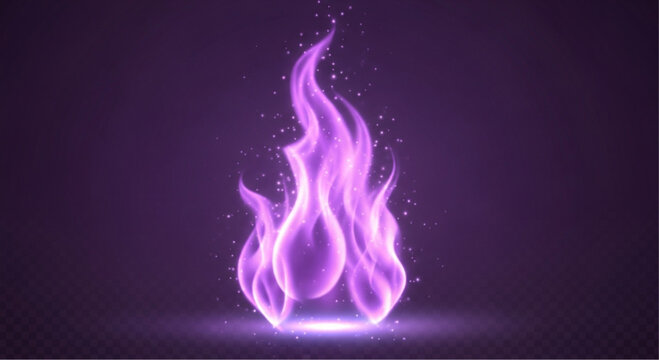 A vibrant, ethereal purple flame dances against a gradient backdrop, embodying energy and mystical allure. A captivating visual that evokes both warmth and a sense of the unknown. vector illustration